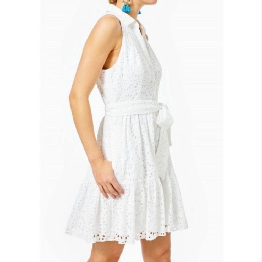 NWT! Lilly Pulitzer Resort White Beach Paradise Eyelet Trisha Shirtdress Size 4 - Picture 3 of 5